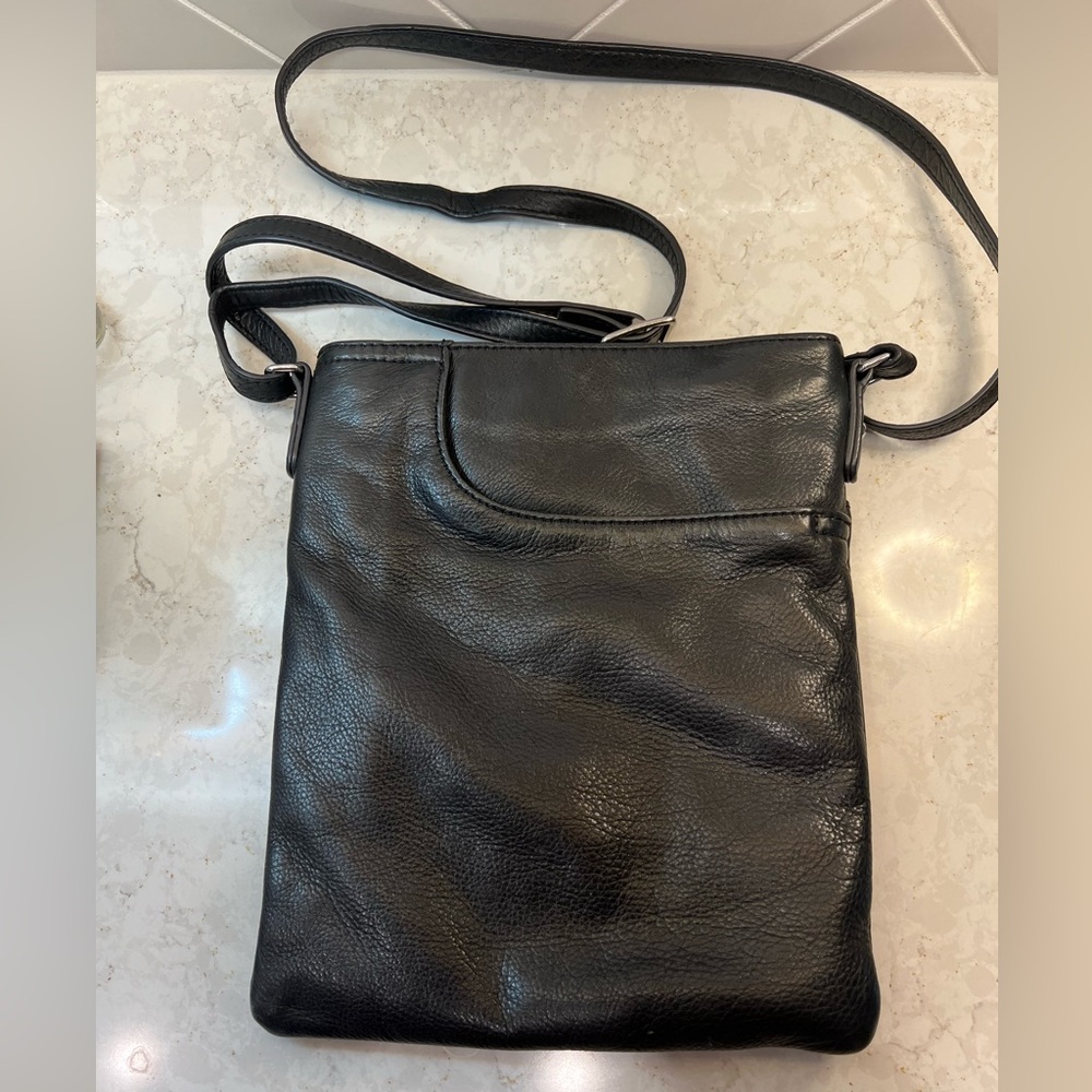 Margot Crossbody Bag Black Soft Leather Messenger Purse Retro Adjustable Strap